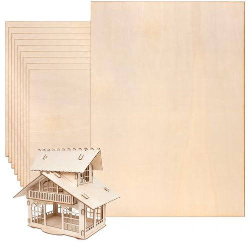 JIEHIN Lot de 10 panneaux de contreplaqué - 420 x 300 x 2 mm - Panneaux de bois de tilleul naturel - Pour travaux manuels, modélisme, artisanat, peinture
