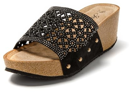 JOMIX Ciabatte Estive da Donna Sandali Zeppa Suola Antiscivolo Eleganti e Alla Moda SD9515-1 (Nero,37)