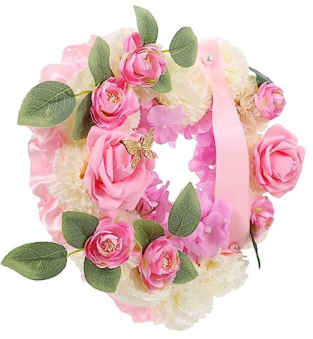 HOLIDYOYO Funeraria Corazón Artificial Guirnalda Decorativa para Cementerio Flor Funeraria Personalizable Uso Interior y Exterior 1 Juego