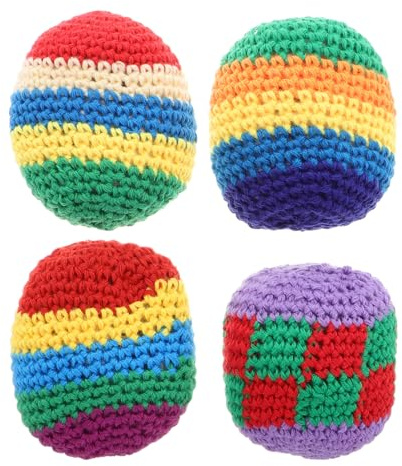 Toyvian Pelotas De Malabarismo Tejidas Mano, 4 Bolas De Saco Tejidas Niños Multicolores Interior Exterior Niños Adolescentes Principiantes Divertidos Juegos De Malabarismo De Fiesta