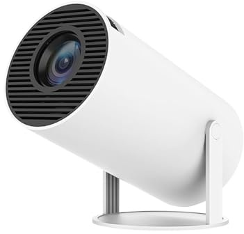 WiFi projektor | Trådlös hemprojektor 4K Full HD,Filmprojektor inomhus med hifi-högtalare och snabb anslutning, telefonprojektor med 180-graders roterande stativ