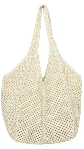 JSTHHTT Borsa a Tracolla Da Donna Lavorata A Maglia, Borsa Da Spiaggia, Borsa Tote in Rete Pieghevole, Weave Handbag, Casual Tote Large, per Lavoro, Viaggio, Vacanza (Bag esagonale)