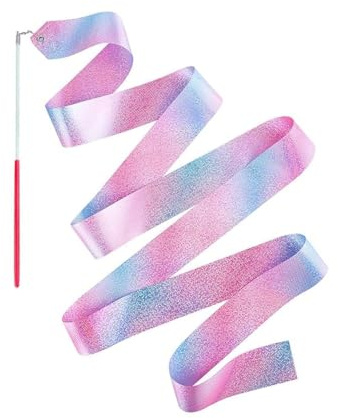 HUVZOR 1 pieza Cinta de Baile, 2 Metros Cinta de Danza, Cintas de Gimnasia Ritmica Niña, Serpentinas de Danza con Varita, para Niños Baile Artístico Gimnasia Entrenamiento