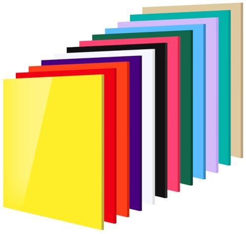 Lot de 12 plaques en plastique acrylique, 20 x 20 cm, plaques en fonte de 3 mm, pour découpe laser, bricolage, artisanat, cadre photo, panneaux, décoration