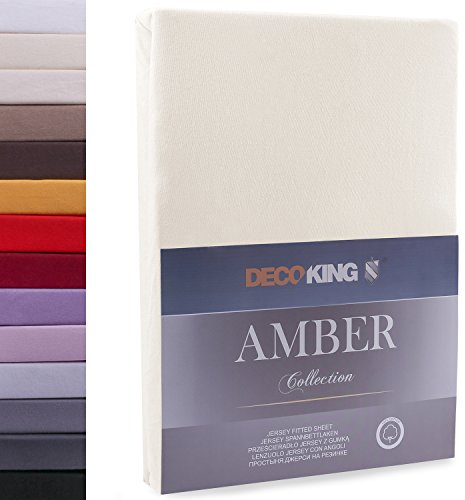 DecoKing Spannbettlaken 80x200 90x200 cm 100% gekämmte Baumwolle Beige Spannbetttücher Jersey Boxspringbett Amber 80 x 200 90 x 200
