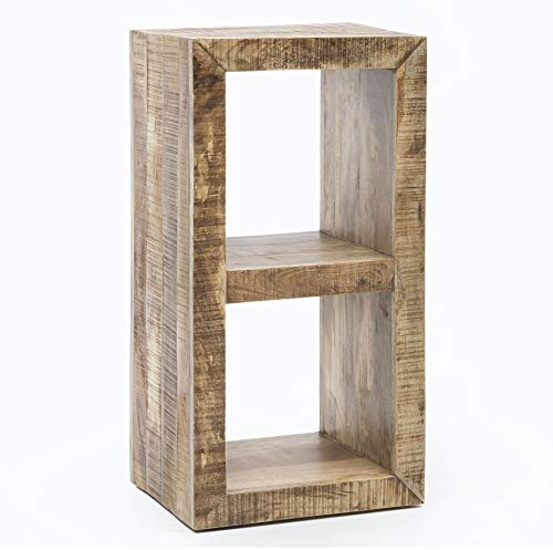 FineBuy Kleines Standregal 45 x 35 x 90 cm Abstellregal Mango Massiv-Holz, Ablagetisch Telefontisch Diele Flur Gang Klein, Steh-Regal Bodenregal Natur Schlafzimmer Standregal Küche Wohnzimmer Braun