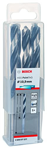 Bosch Professional 5-Piece PointTeQ HSS Twist Drill Bit (for Metal, 10.9 x 94 x 142 mm, Drill Driver Accessories)
