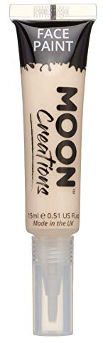Moon Creations Face & Body Paint Tubes with Brush Applicator | Pale Skin | 15ml | Ready to Use | Cruelty Free, Made in UK | Face Paint for Kids, Adults, Fancy Dress, Festivals, Halloween