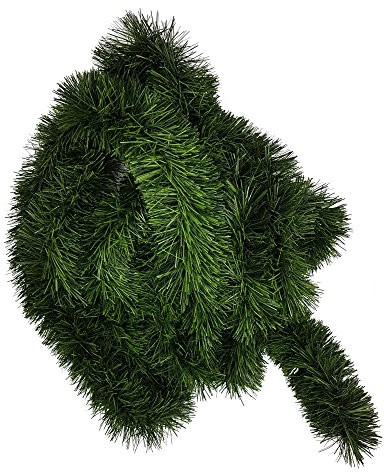 Ilkadim Tannengirlande 5m oder 10m, Dekogirlande 8-10cm, Kunststoff, Rund, Grün