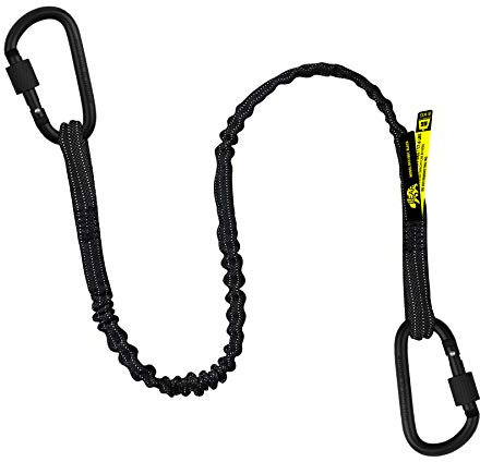 Premium Quality Dual Carabiner Tool Lanyard – Safety Fall Protection – Aluminium Screw Lock – Twin Locking Attachments - Ultra-Sturdy Tool Leash – Reflective Hi Visibility - 3 Foot (Black 1PK)