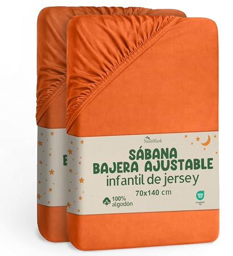 NatureMark Lot de 2 draps-Housses pour Enfant - 70 x 140 cm - Jersey Doux - 100% Coton - pour lit de bébé et lit d'enfant - Terracotta