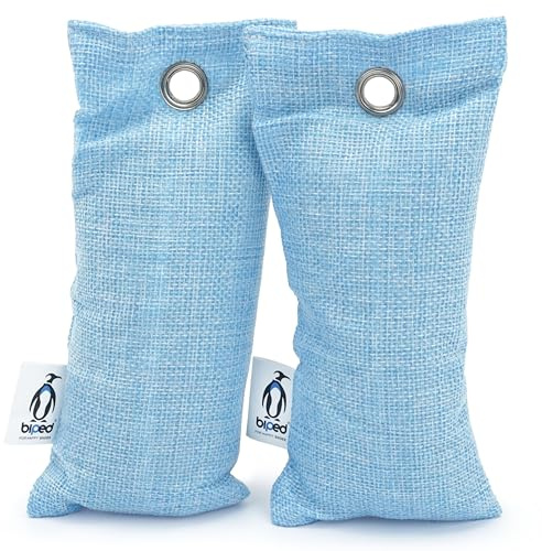 biped FRESH! Plantillas desodorantes de carbón de bambú para zapatos - secador de zapatos natural - eliminador de olores para zapatos malolientes z2811(2 piezas, azul)