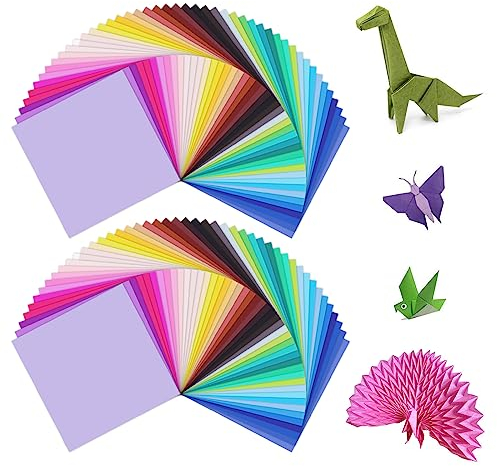 Quadratisches Origami Papier, 100 Blatt 20*20cm Farbige Origami Papier, Origami Paper für DIY Kunst, Bastelprojekte (50 Farben)