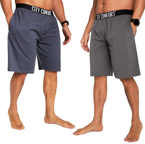 CityComfort Short Pyjama Homme Douillet Tenue D'intérieur avec Poches - Paquet 2 (3XL, Marine/Charcoal)