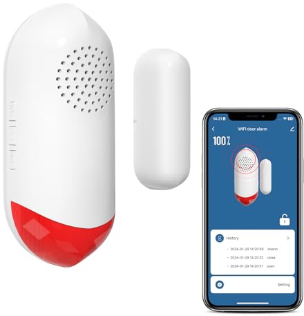 eMylo alarmas para casa, Sensor Puerta WiFi detección Inteligente de Puerta Abierta o Cerrada, Enviar Alerta al teléfono, Sensor de Contacto Abierto de Puerta, 1 Pack