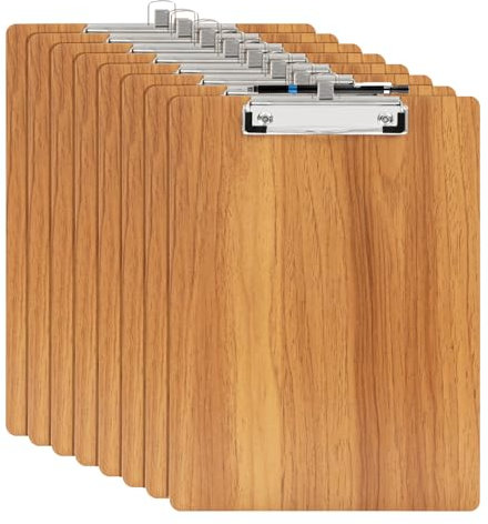YAWOIRG 8 Stück A4 Klemmbrett aus Holz mit Stifthalter,Klemmbretter,Clipboard,Schreibbrett für Unternehmen,Büro,Schule oder Restaurant