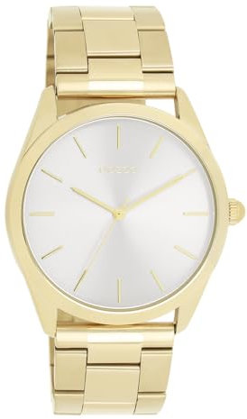 Oozoo - Timepieces Damen Uhr in Gold/silberfarben | Armbanduhr Damen mit Edelstahlarmband | Moderne Uhr für Frauen | Edle Analog Damenuhr in rund C11430 (40mm Gehäuse)