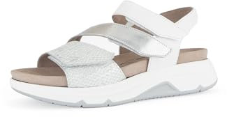 Gabor Damen Sandaletten, Frauen Sandalen,Moderate Mehrweite (G),Strandschuhe,Sommersandalen,bequem,flach,Silber/Weiss,40 EU / 6.5 UK