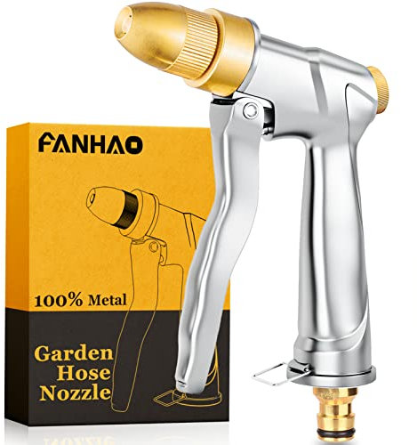 FANHAO Garten Handbrause,100% Metall Garden Spritze Mehrere Funktionen Hochdruck Düse Handbrause Verstellbarer Wasserdurchfluss Robust und Leistungsstark für Autowäsche, Garten Bewässerung