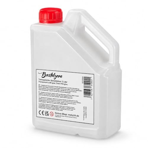 Transparent pyssellim – 2 liter (behållare) | Klart vattenbaserat PVA-lim - lösningsmedelsfritt, mångsidigt hantverk och hobbylim för papper och kartong