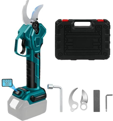 Tijeras de Podar Eléctricas para Makita, 65mm apertura máxima Tijeras eléctricas 4 marchas Tesoura De Podar Electrica con pantalla LCD Tijeras Podar Bateria Jardín para árboles, arbustos