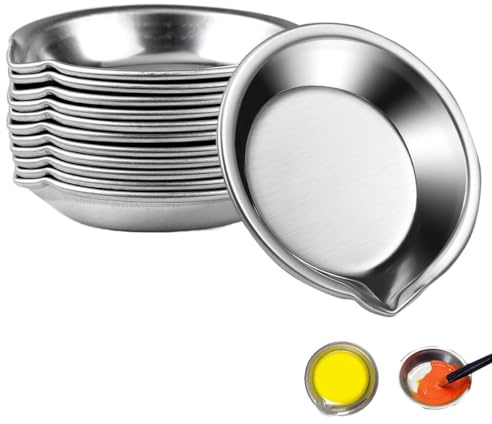 12 Stück Edelstahl Farbschale Mischpalette,5cm Kleine Runde Farbschale