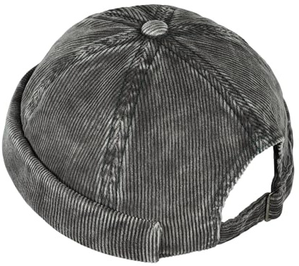 Clakllie Corduroy Docker Cap Men's Sailor Hat Cap Without Visor Adjustable Sailor Hat Fashionable Brimless Hat Vintage Beanie, CDGE-FM25Q08-Grey, One Size