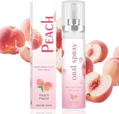 Fruit Oral Breath Spray for Adults,Bad Breath Treatment & Dry Mouth Relief,Long-Lasting Fresh Breath Freshener & Moisturizing Saliva Spray,Oral Care Mouth Spray Freshener,Tongue Cleaner（Peach）