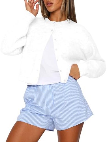 Kistore Cardigan for Women UK Long Sleeve Cropped Lightweight Sweaters XS