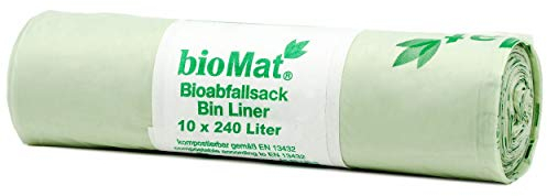 10 Stk. BIOMAT kompostierbare BIO Abfallbeutel 240L 110x145cm reissfeste Müllbeutel Abfallsäcke