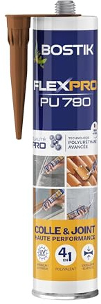 Bostik Colle Flexpro PU 790 Marron – Mastic Colle et Jointe Multi-Usages – Tous Matériaux – Intérieur/Extérieur et Milieux Humides – Formule Polyuréthane Haute Performance – 300 ml