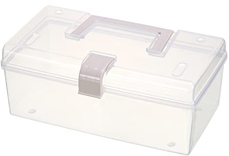 ikasus Medicinsk låda, första hjälpen-väska 29 x 16 x 15,7 cm, hygienisk förslutningslåda, husapotek med bärhandtag, första hjälpen-låda för medicinförvaring, plastblå