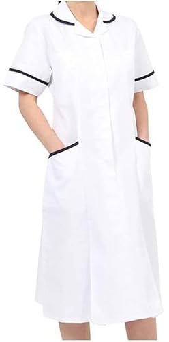 Skywear Ladies Healthcare Tunic Dress – Nurses Uniform Workwear for Women – Medical, Beauty, Dental, Therapist & Carers - White, Size 14