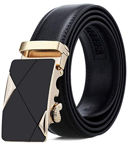 Cinturón de Hombre, Cinturón de Trinquete de Cuero Genuino con Hebilla Automática (jinsanjiao)