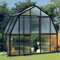 HOMIUSE Gewächshaus mit Fundamentrahmen Anthrazit 3,3 m² Aluminimum 282x118x243 cm Gewächshaus Glas Balkon Gewächshaus Winterfest Gewächshaus Heizung Pflanzenschutz Winter Winterschutzzelt