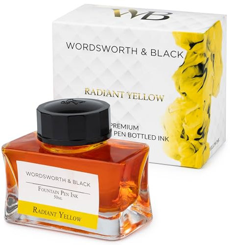 Wordsworth and Black Fountain Pen Ink Bottle (50 ml) Premium Luxury Edition, [Yellow] Fountain Pens Bottled Ink; Classic Designed Bottle Smooth Flow 50 ml