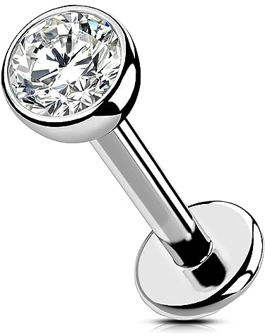 OUFER Stud Labret 6mm - Piercing Helix Tragus Earring Lip Bars 16G Push in Jewelry