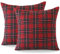 Ohok Dekorativ Vintage Kissenbezug, Polyester Leinen Plaid Zierkissenbezüge, Deko Sofakissen Couchkissen Kissenhülle Set für Schlafzimmer Wohnzimmer Sofa Couch Auto (50x50 cm, 2 Stück Weihnachten)