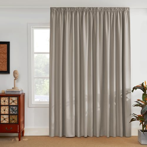 PONY DANCE Rideau Occultant - Rideau Salon Thermiques Phonique Anti Froid Bloquer Lumiere Galon Fronceur Décoration pour Salon Chambre Maison, L300xH260 cm, Sable, 1 Panneau