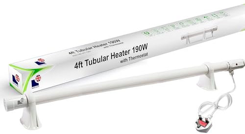 Morris Tubular Heater 1ft, 2ft, 3ft, 4ft Tube Heater With Built In Thermostat Green house Bathroom Conservatory (4FT (190w))