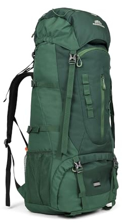 Dutch Mountains Trekkingryggsäck 65+ Liter – Stor Vandringsryggsäck för Långa Resor & Fjäll - Grön