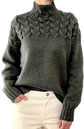 WWricotta Pull à col roulé pour Femme Pull à col bénitier pour Femme Tailleurs Fantaisie pour Femmes (Grey, L)
