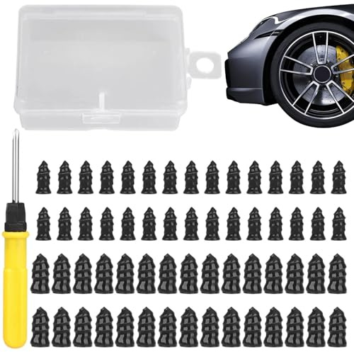 Lnhgh Kit de reparación de tapón de neumático, Kit de tapón de neumático, Kit de reparación de pinchazos de 61 Piezas Kit de Parche de neumáticos al vacío | Tapones de neumáticos, Kit de Parche de