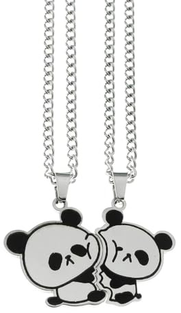 XFSRG Collar Mujer y Hombre Cadena Plata Colgante Panda Amistad Gargantilla Parejas