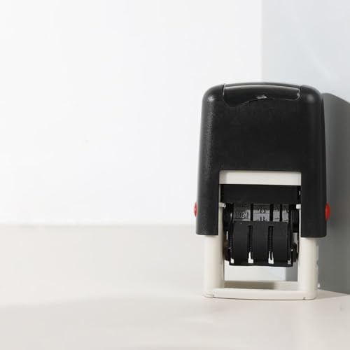 Sello de fecha autoentintable con rueda de fecha ajustable – día, meses, año, sello para oficina, álbumes de recortes, manualidades (números negros)