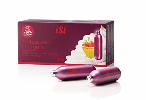 iSi 0084 Sahnekapseln für Sahnespender, Cream Charger, 24 Stück, Recycelbare N2O Sahne Kapseln für iSi Sahnespender, Aus recyclebarem Edelstahl