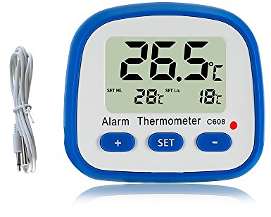 Termometro digitale per frigorifero e congelatore con magnete e stander Termometro per frigorifero a lettura facilitata con indicatore LED Allarme temperatura Hi Lo Termometro ambiente