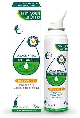 Phytosun Arôms - Lavage Nasal Hypertonique - aux Huiles Essentielles - Nez Bouché - 100 ml