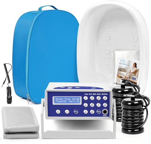 Veicomtech Ionic Detox Foot Bath, 2-in-1 Ionic Foot Bath Detox Machine, Ionic Foot Spa with Tub, Wristband, Heated Belt, Blue Bag, 2 Arrays, Detox Foot Spa for Personal Care and Salons