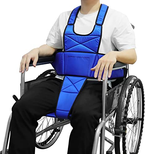 LOSCHEN Cinturón de arnés para silla de ruedas, antideslizante, transpirable, para todo el cuerpo, cinturón de seguridad para personas mayores y pacientes (azul)